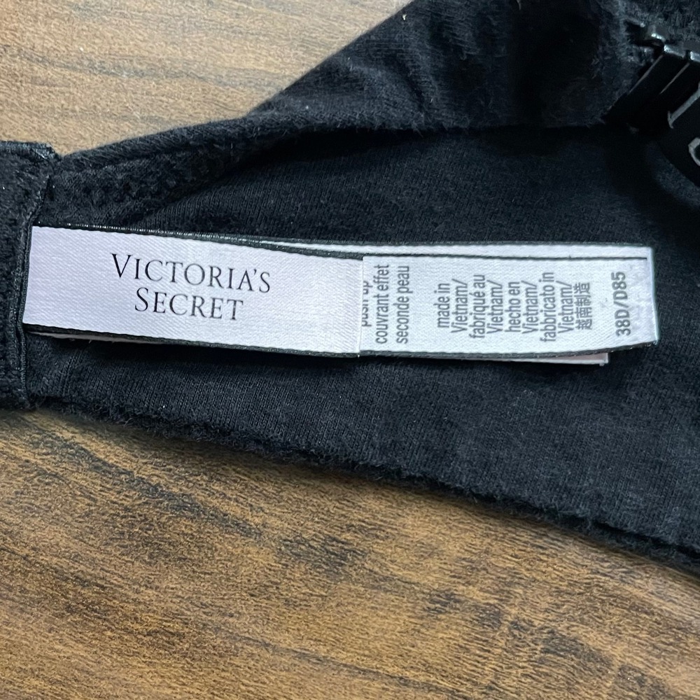 Victorias Secret Black Push-Up Full Coverage Logo Strap Bra 38D 139873-QB4 - Picture 4 of 8